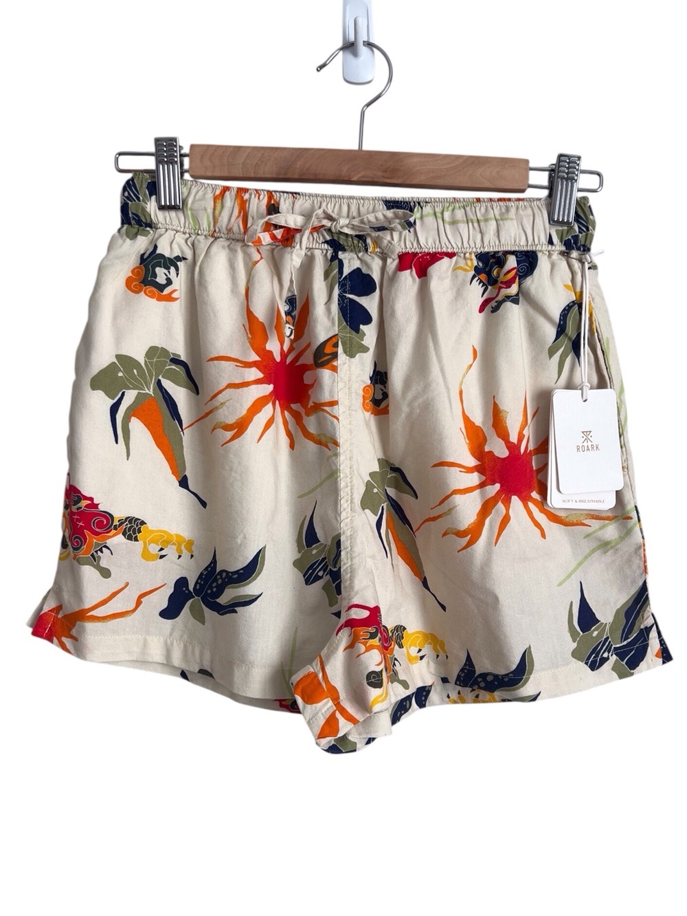 Roark Womens Idle Shorts Vintage White Tropical Hiking Gorpcore Beach NEW NWT XS